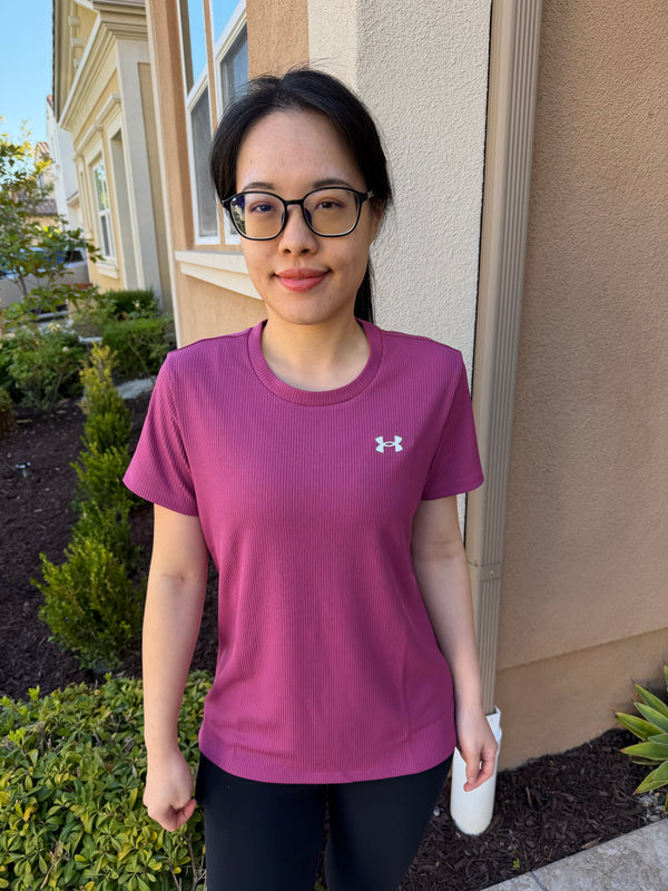 UA 專櫃 女生 羅紋短袖 莓果