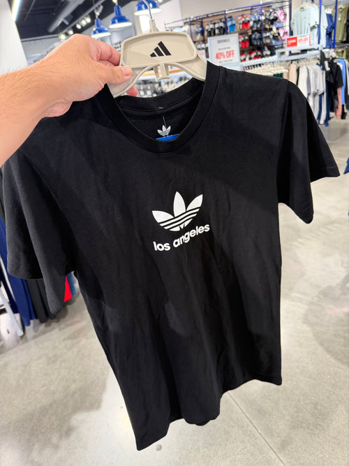 Adidas 女生 棉短T - 黑色三葉草LA