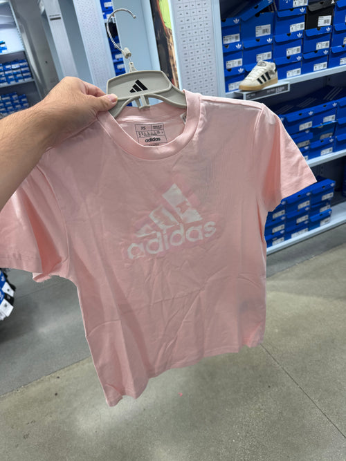Adidas 女生 棉短T - 粉色漸層Logo