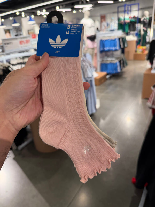Adidas 女生 法式滾邊短襪 - 三入組