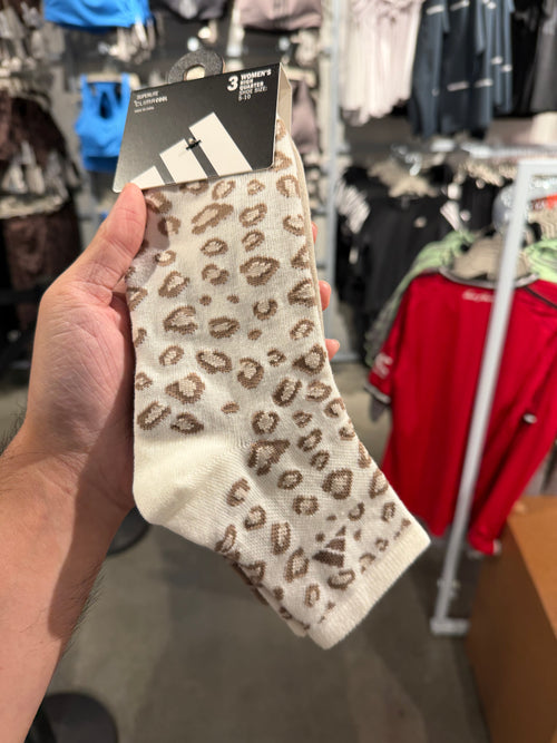 Adidas 女生 可愛豹 high 短襪 - 三入組