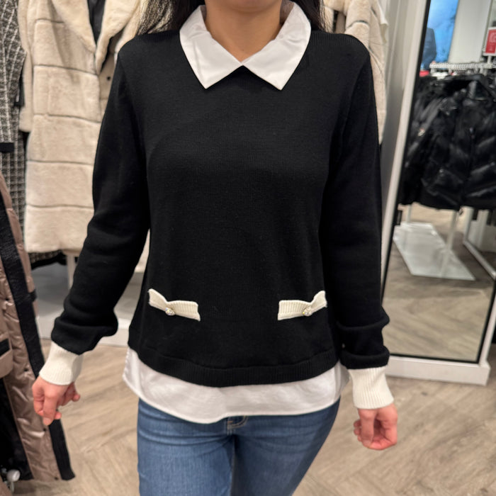 卡爾 女生 香風氣質假兩件式 黑色 XS