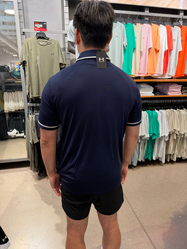 UA 男生 滑溜溜Polo衫 - 滾邊深藍