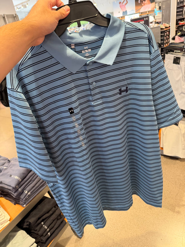 UA 男生 滑溜溜Polo衫 UPF 40 - 藍色條紋