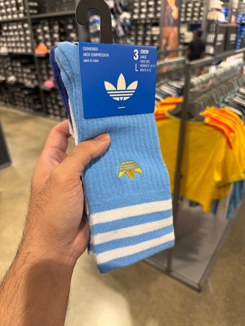 Adidas 女生 三葉草中筒襪 - 天空藍