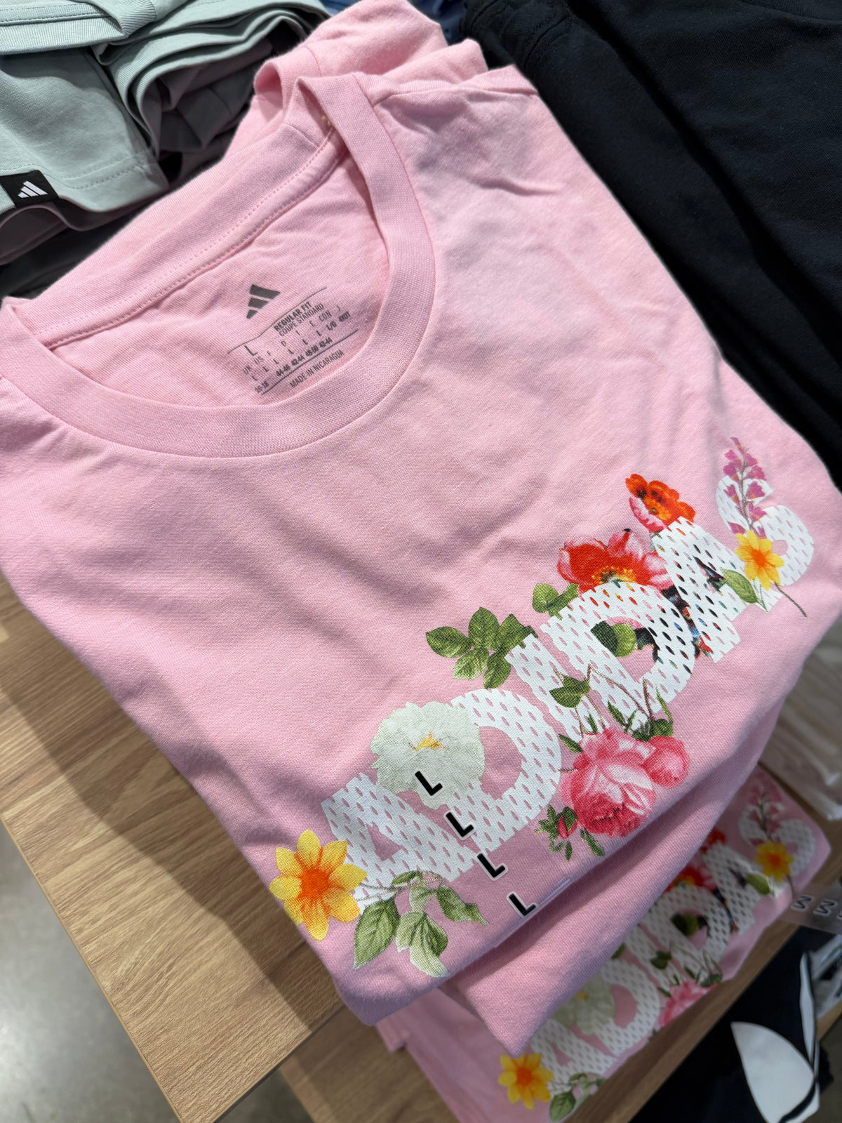 Adidas 女生 棉短T - 粉色花花