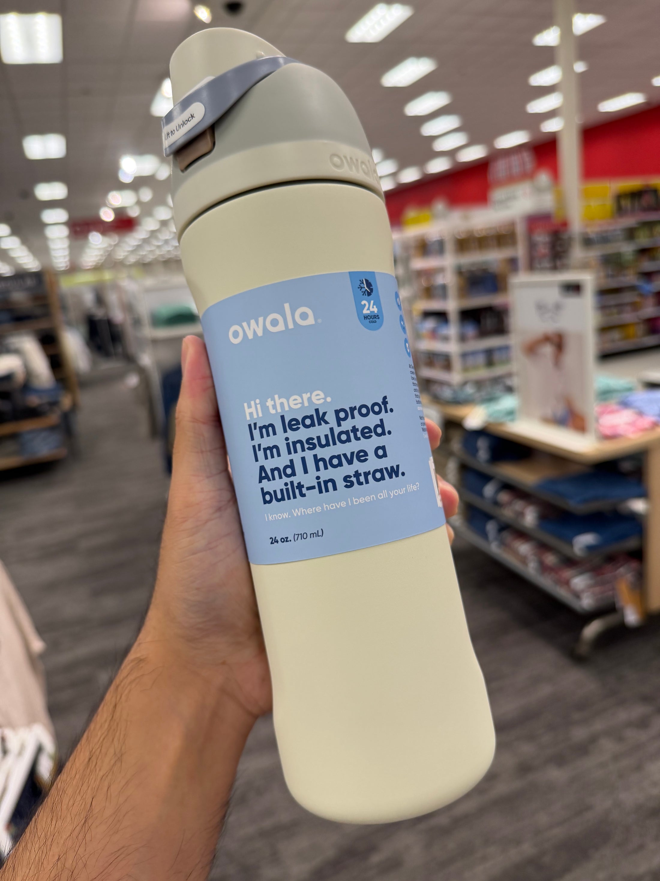 Owala 經典吸管不銹鋼冷水壺 - 雲朵白 - Cloud Watching - 710ml