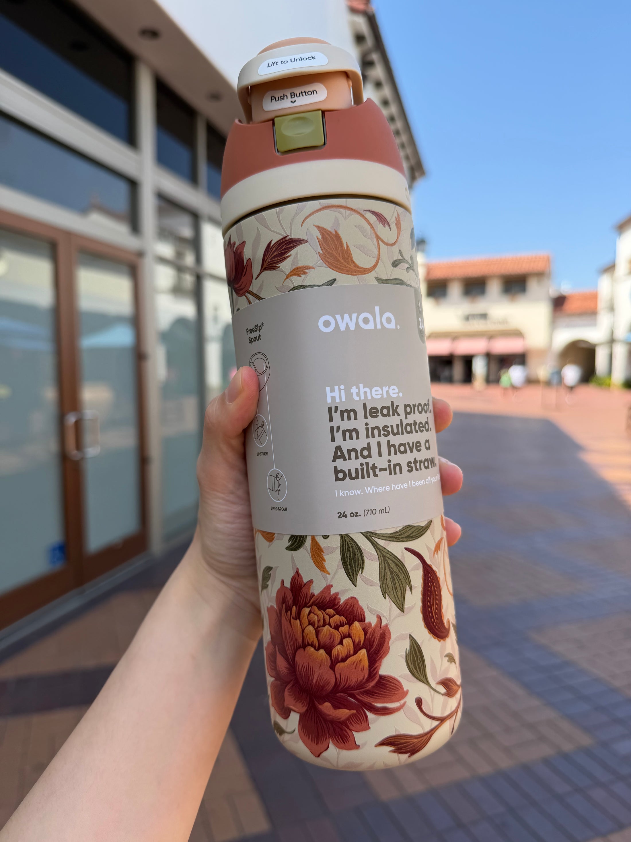Owala 經典吸管不銹鋼冷水壺 - 秋天楓葉 - Woodland BOHO - 710ml