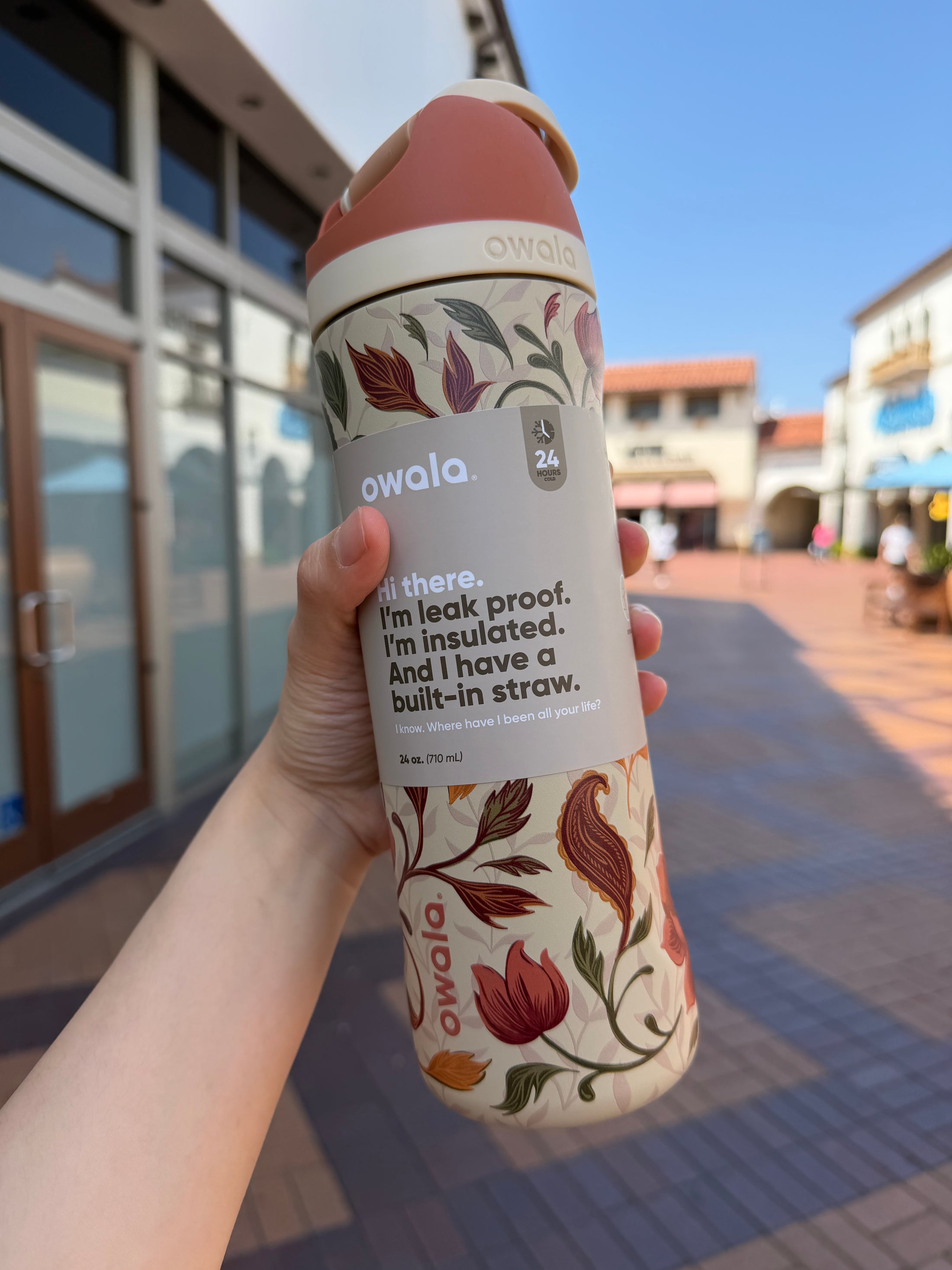 Owala 經典吸管不銹鋼冷水壺 - 秋天楓葉 - Woodland BOHO - 710ml