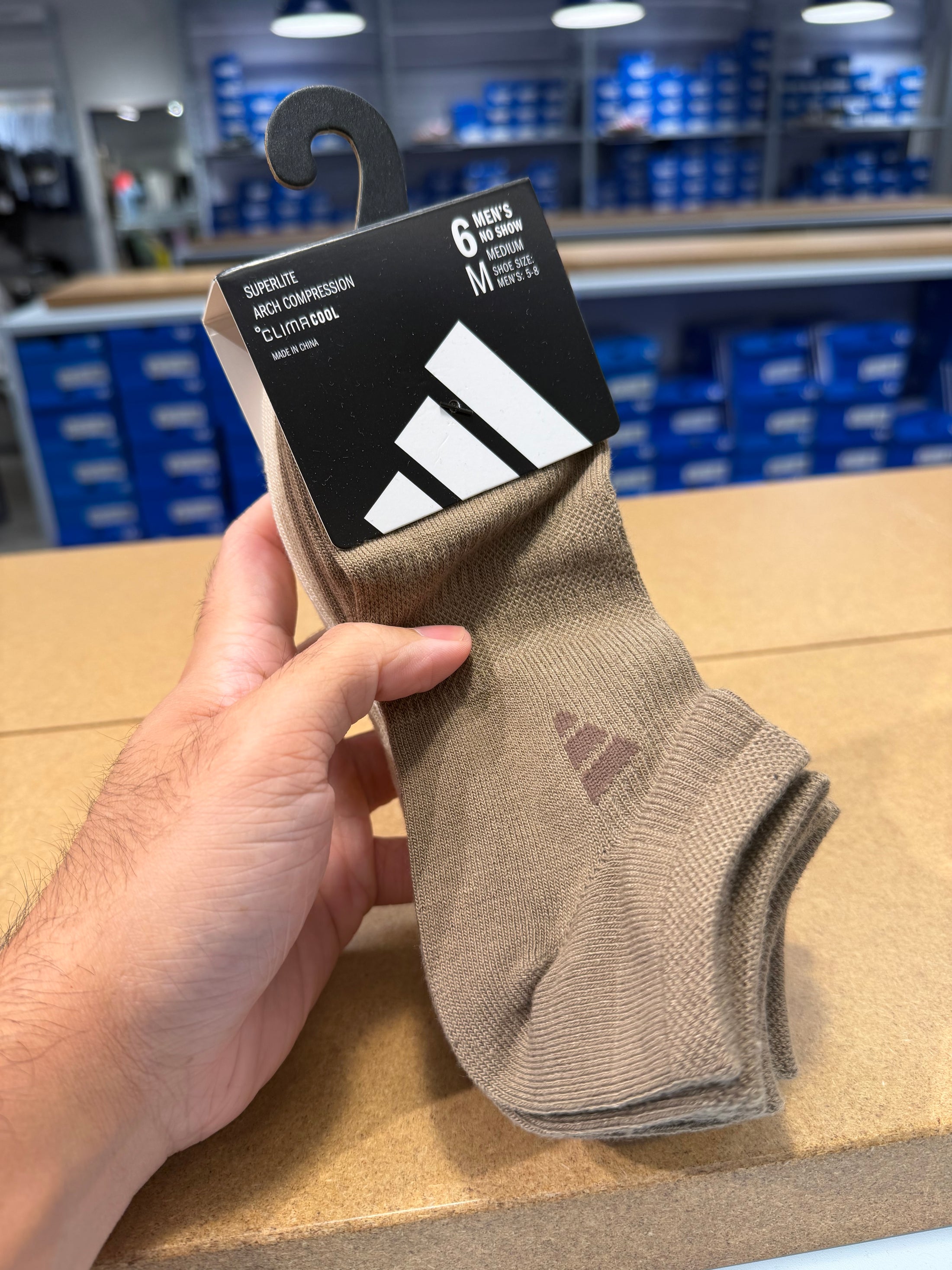 Adidas 襪子六入組 - 輕量隱形襪 - 巧克力色
