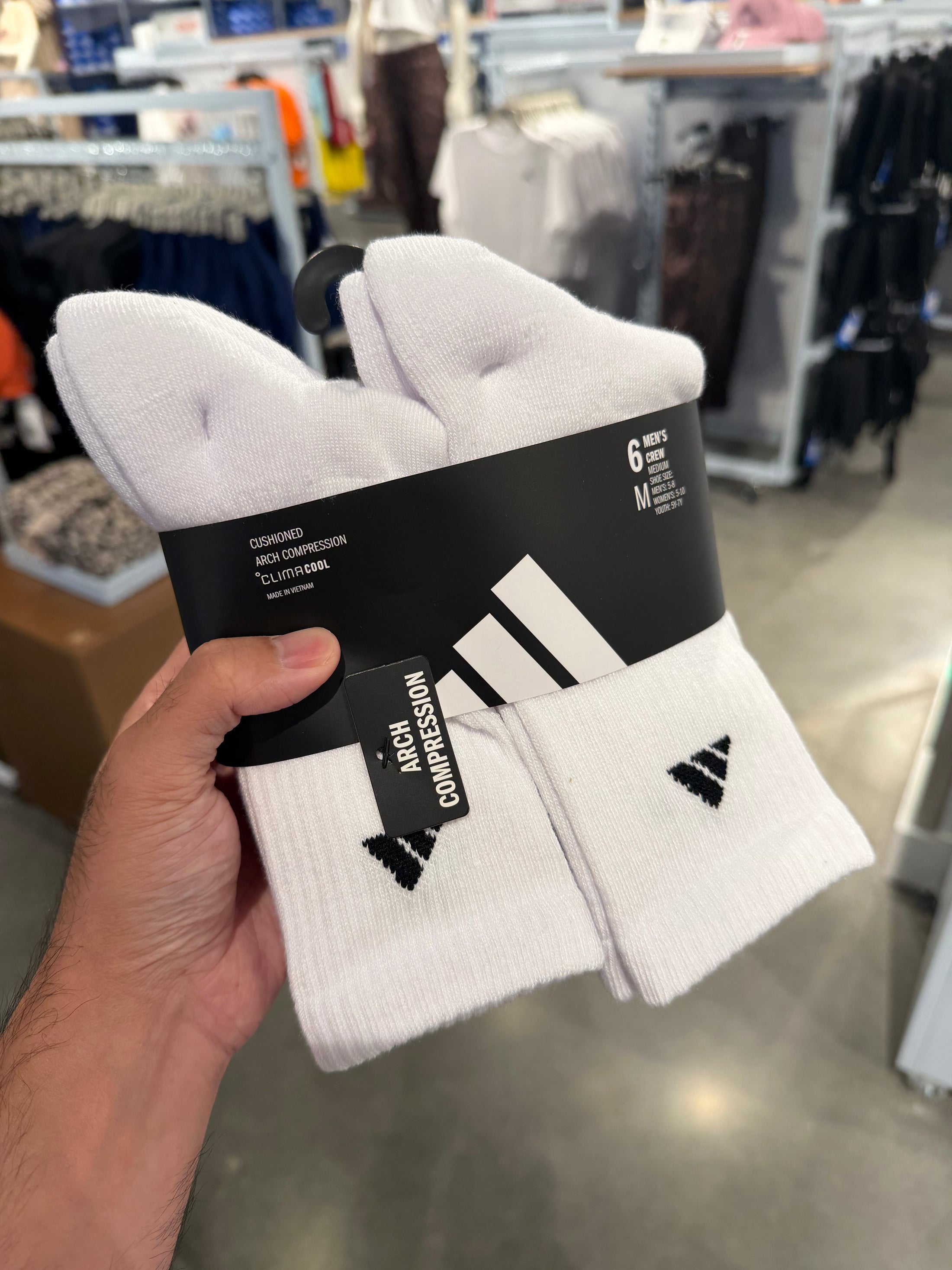 Adidas 襪子六入組 - 中筒襪 - 全白