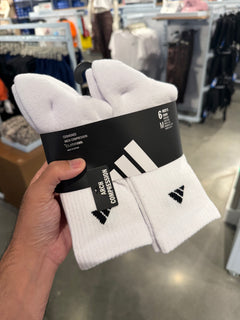 Adidas 襪子六入組 - 中筒襪 - 全白
