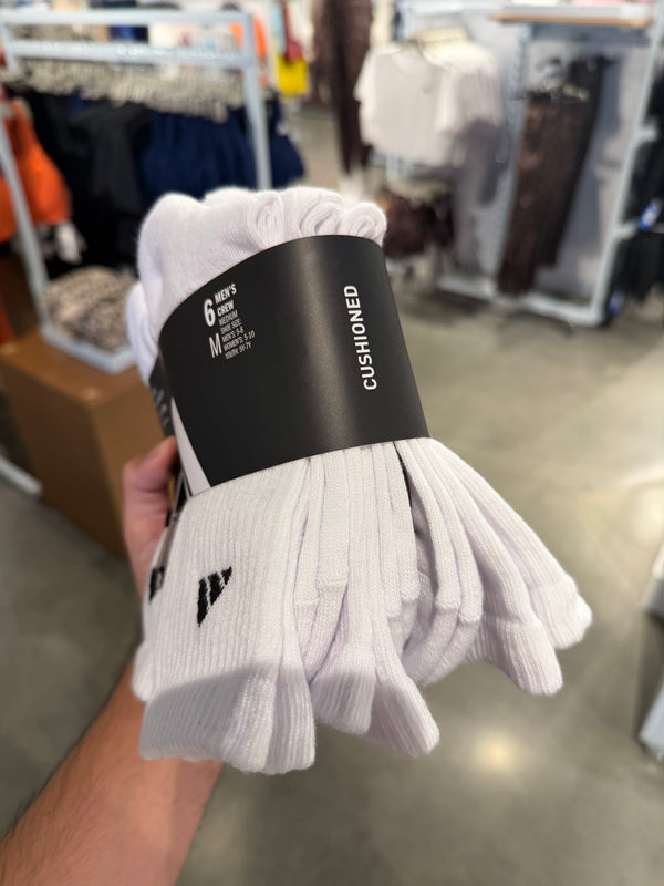 Adidas 襪子六入組 - 中筒襪 - 全白