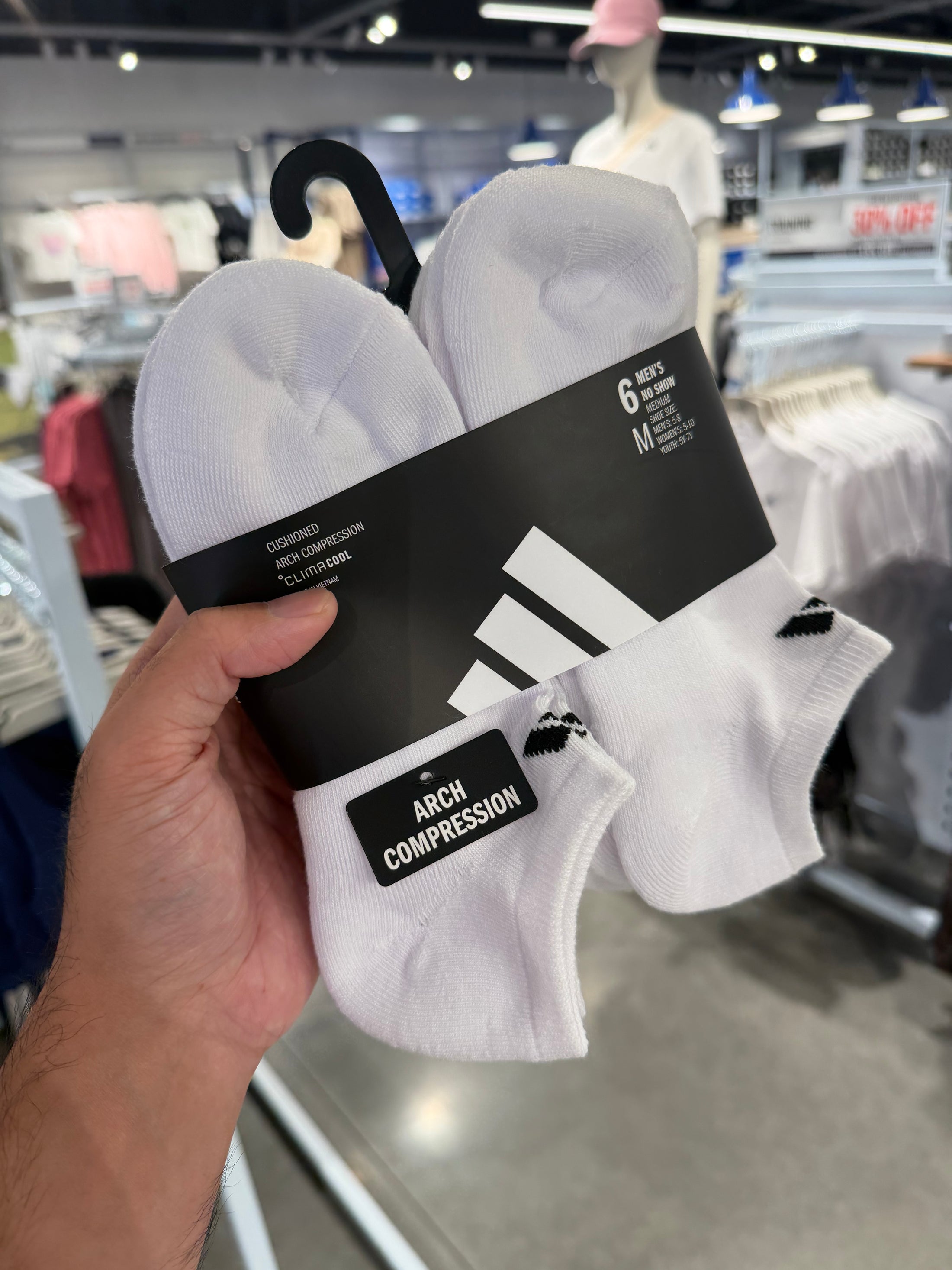 Adidas 襪子六入組 - 隱形襪 - 全白