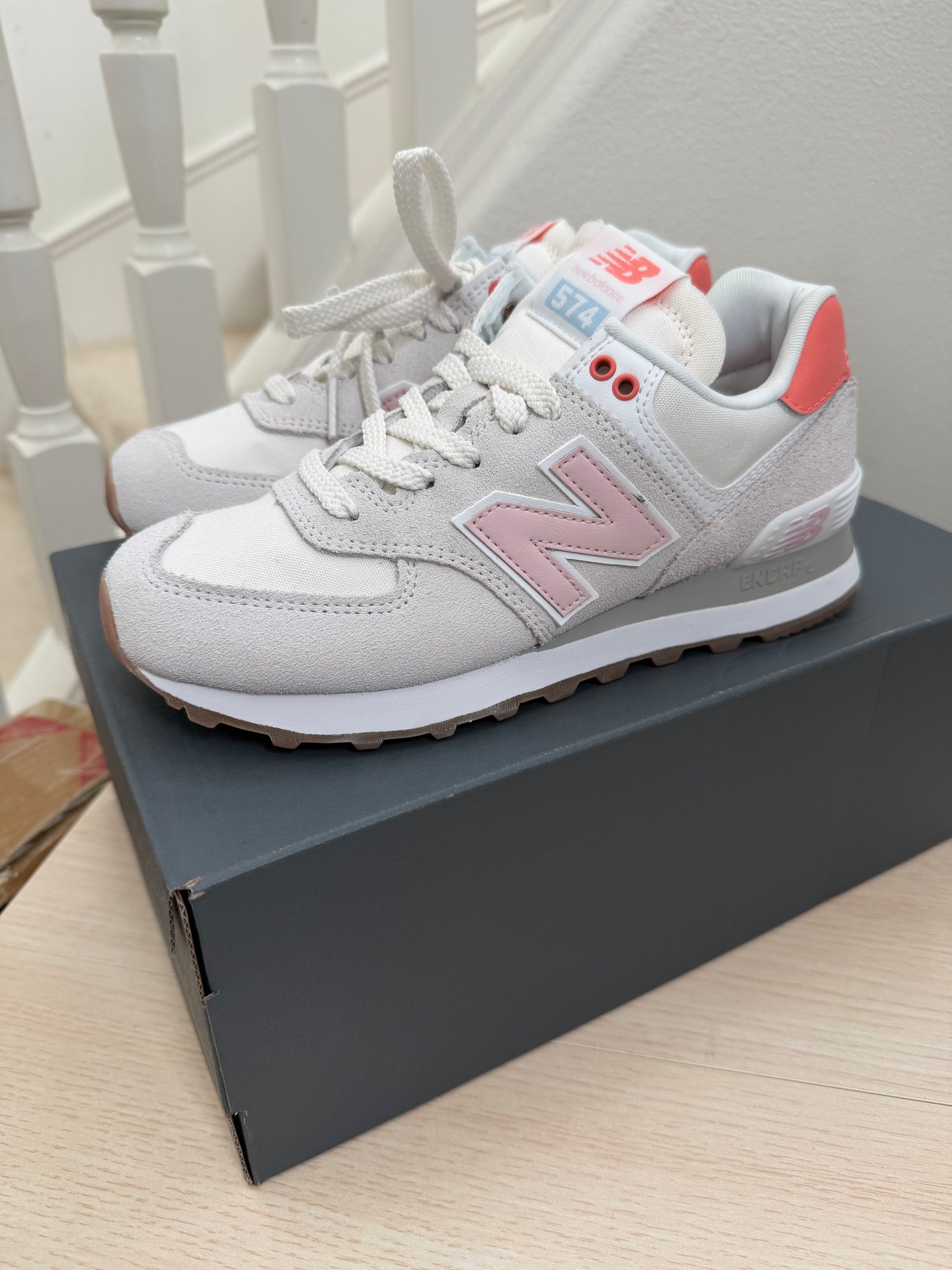 NB 女生 574 粉橘配色