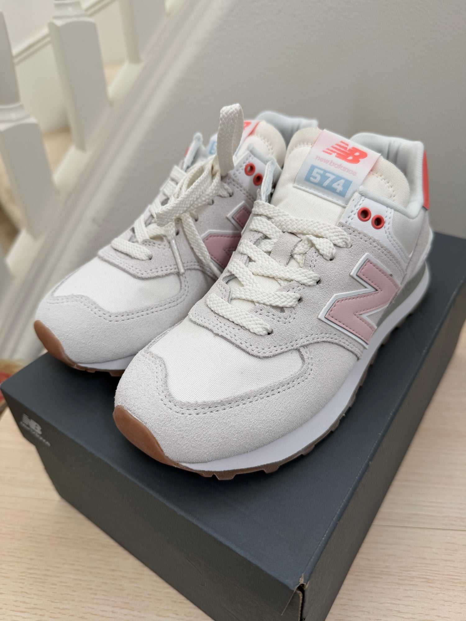 NB 女生 574 粉橘配色