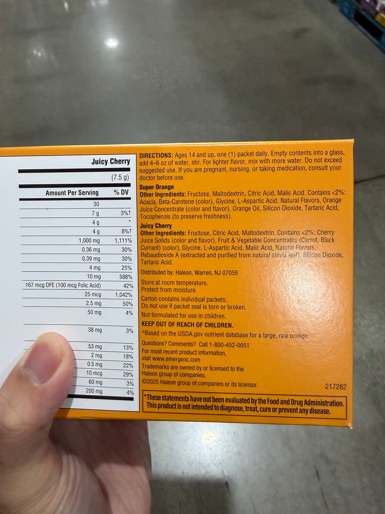 Costco Emergen-C 1000mg 維他命c發泡粉 120包