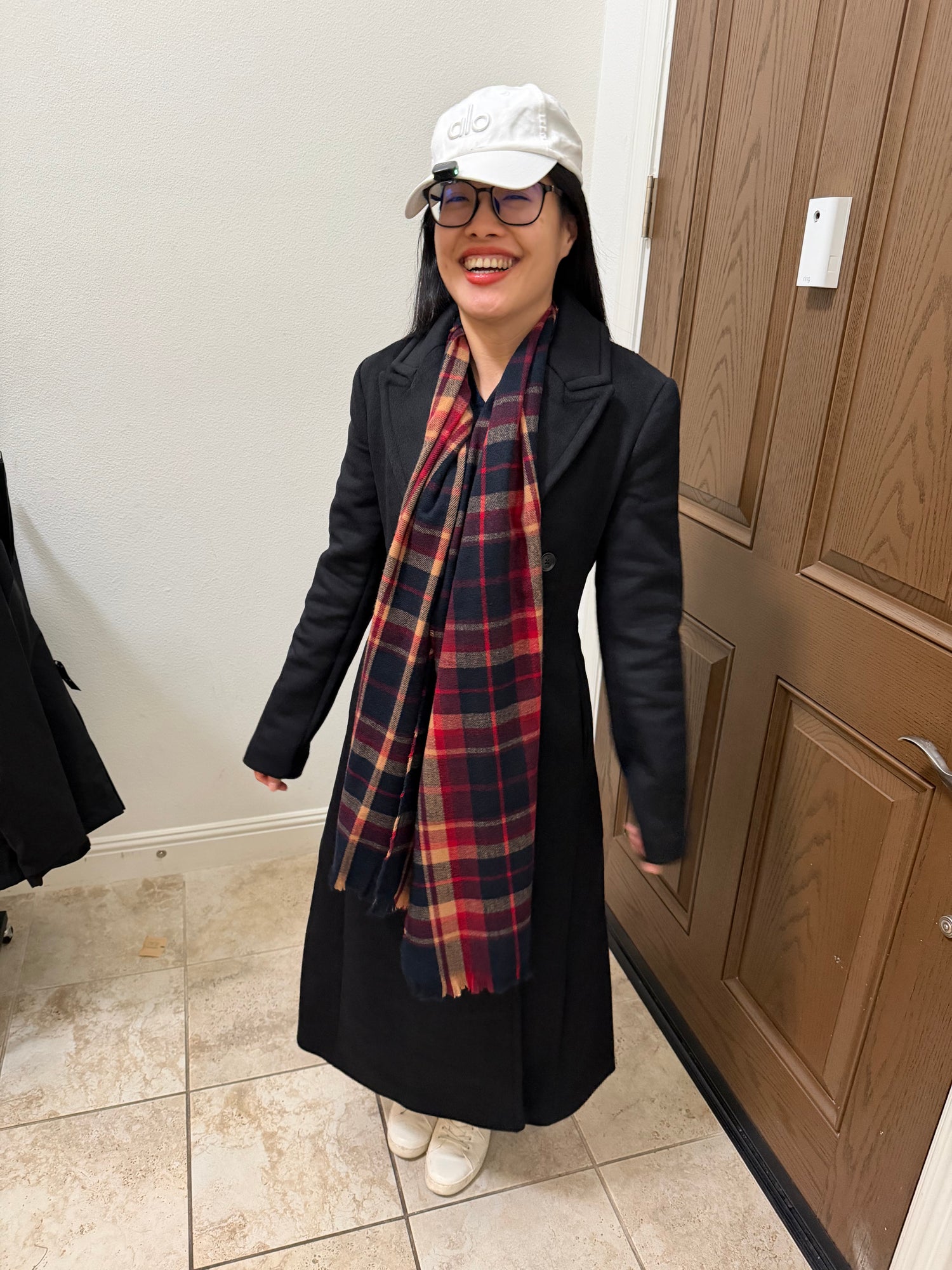 Banana cozy圍巾 紅格子