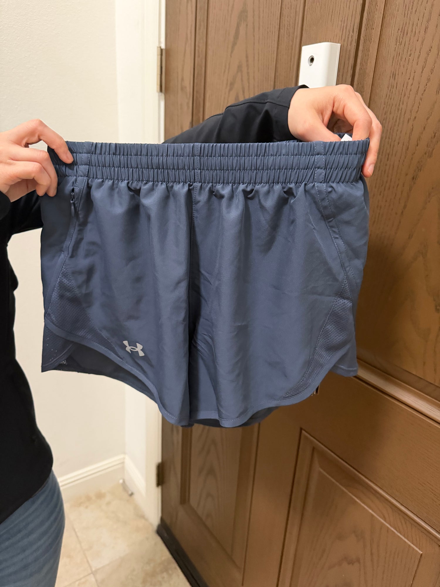 UA專櫃 女生 Play up 短褲 藍色 XS(有內襯)