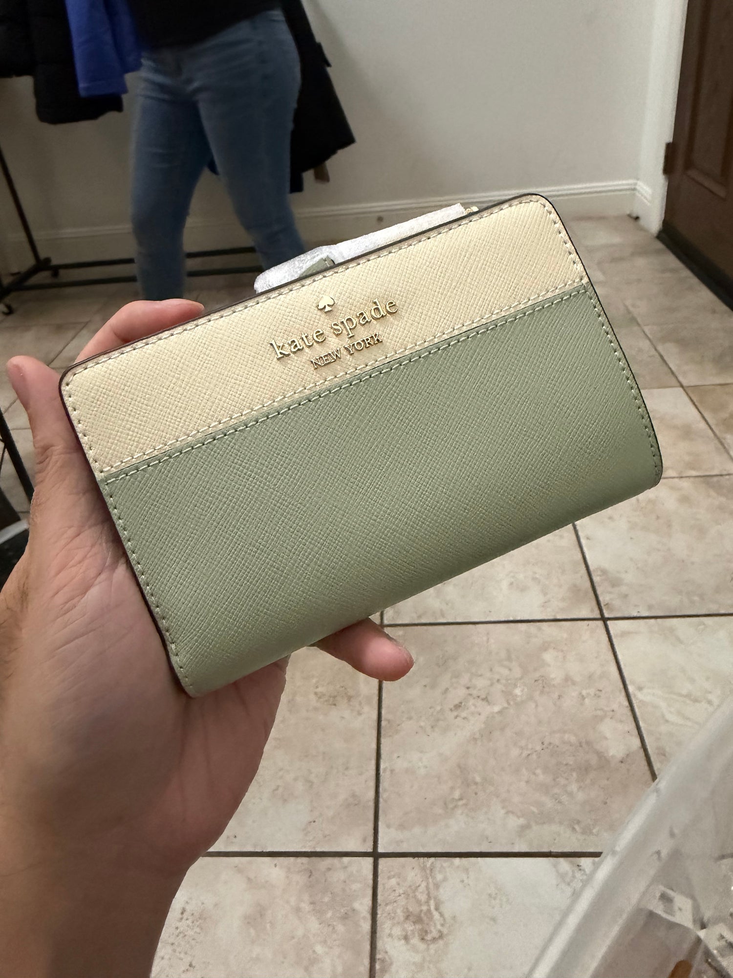 KS outlet 扣子中夾 淺綠撞色