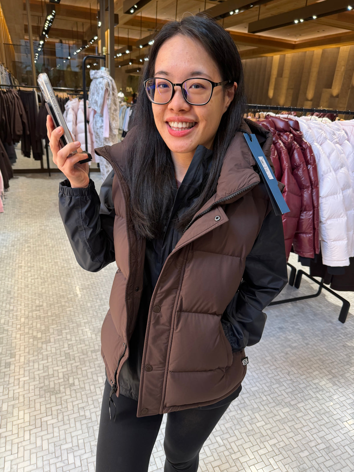 Aritzia 女生 Superpuff 五格真羽絨背心 800 - 巧克力色 - Rich Mocha Brown