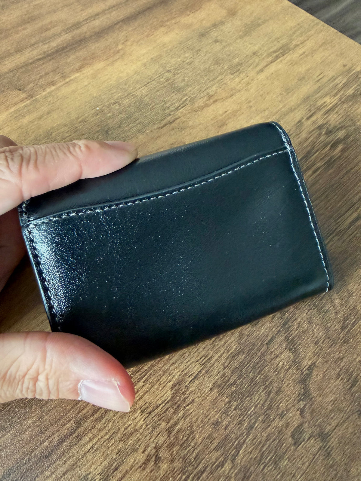 Coach outlet 翻蓋零錢卡夾 - 黑色平滑皮