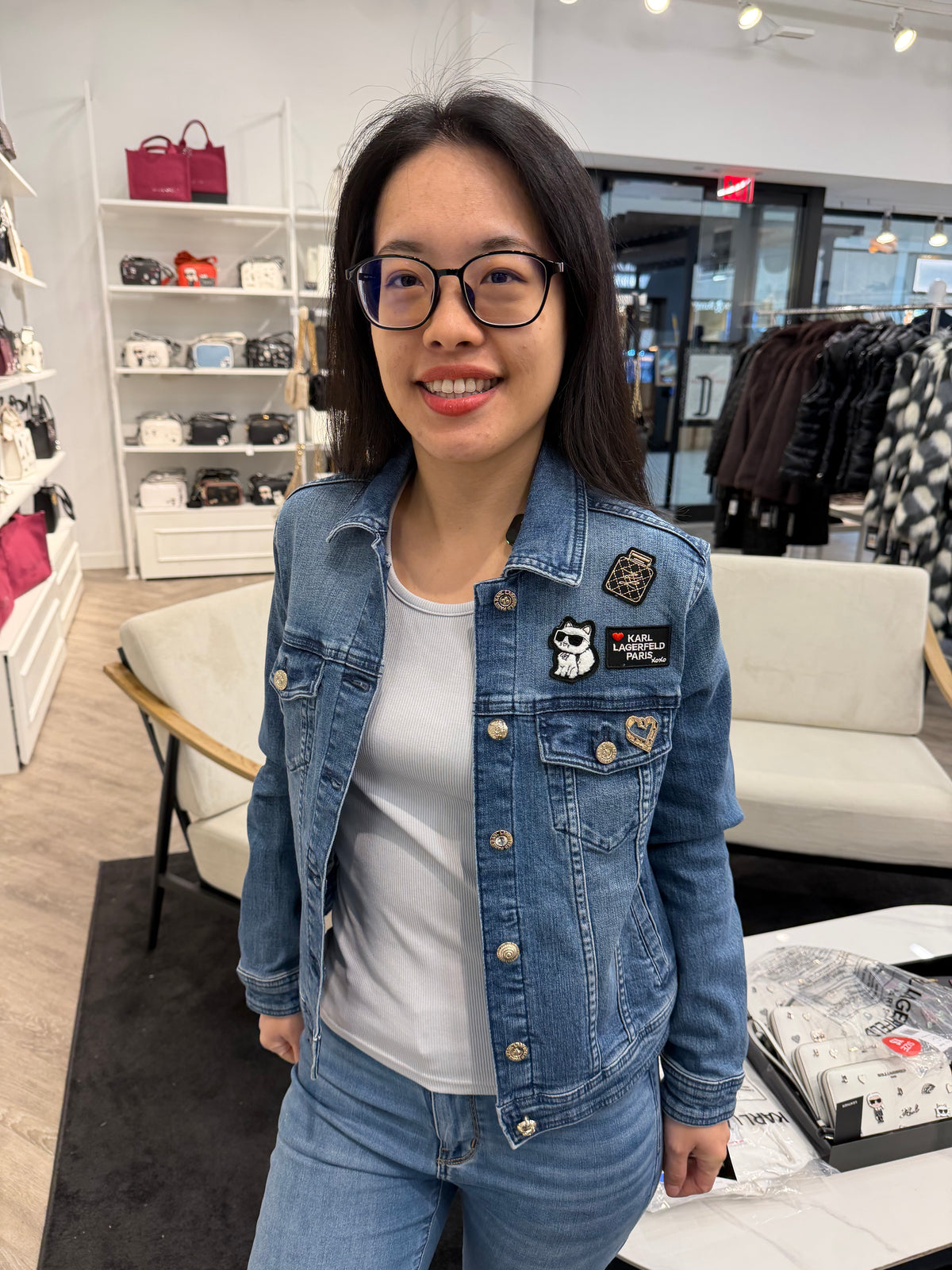 卡爾 女生 貓咪牛仔外套 - 丹寧