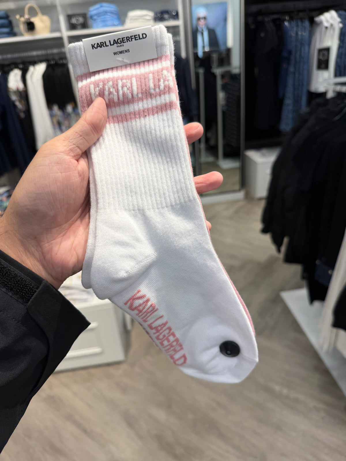 卡爾 女生 中筒襪兩入組 - 粉白
