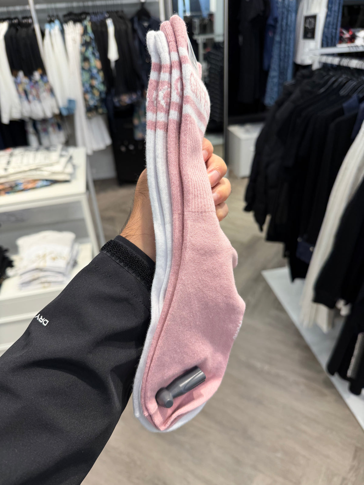 卡爾 女生 中筒襪兩入組 - 粉白