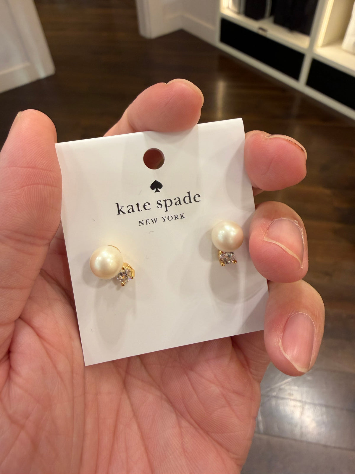 KS outlet 耳針 水鑽珍珠