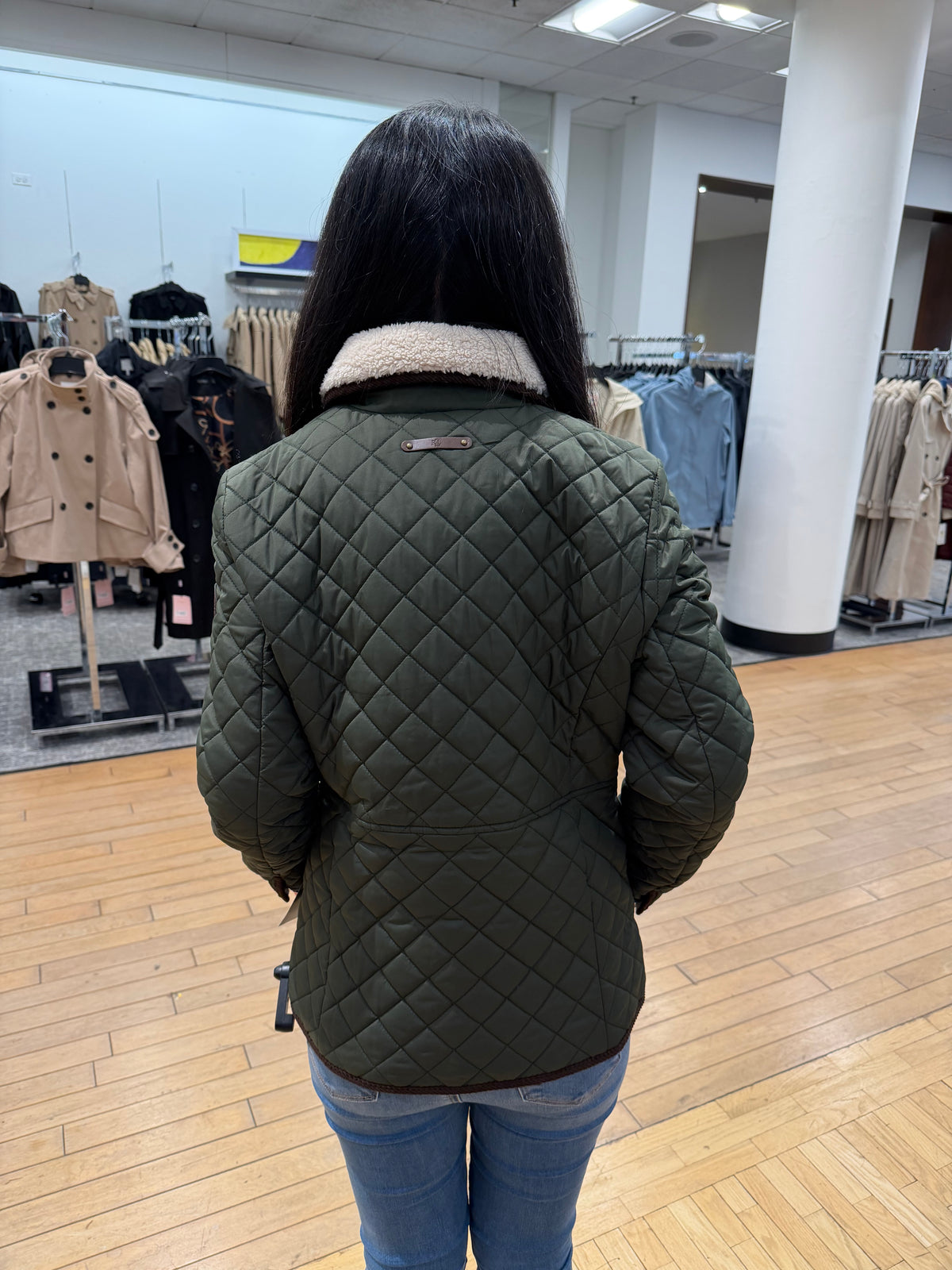 RL 女生 短版雷格科技羽絨外套 - 橄欖綠