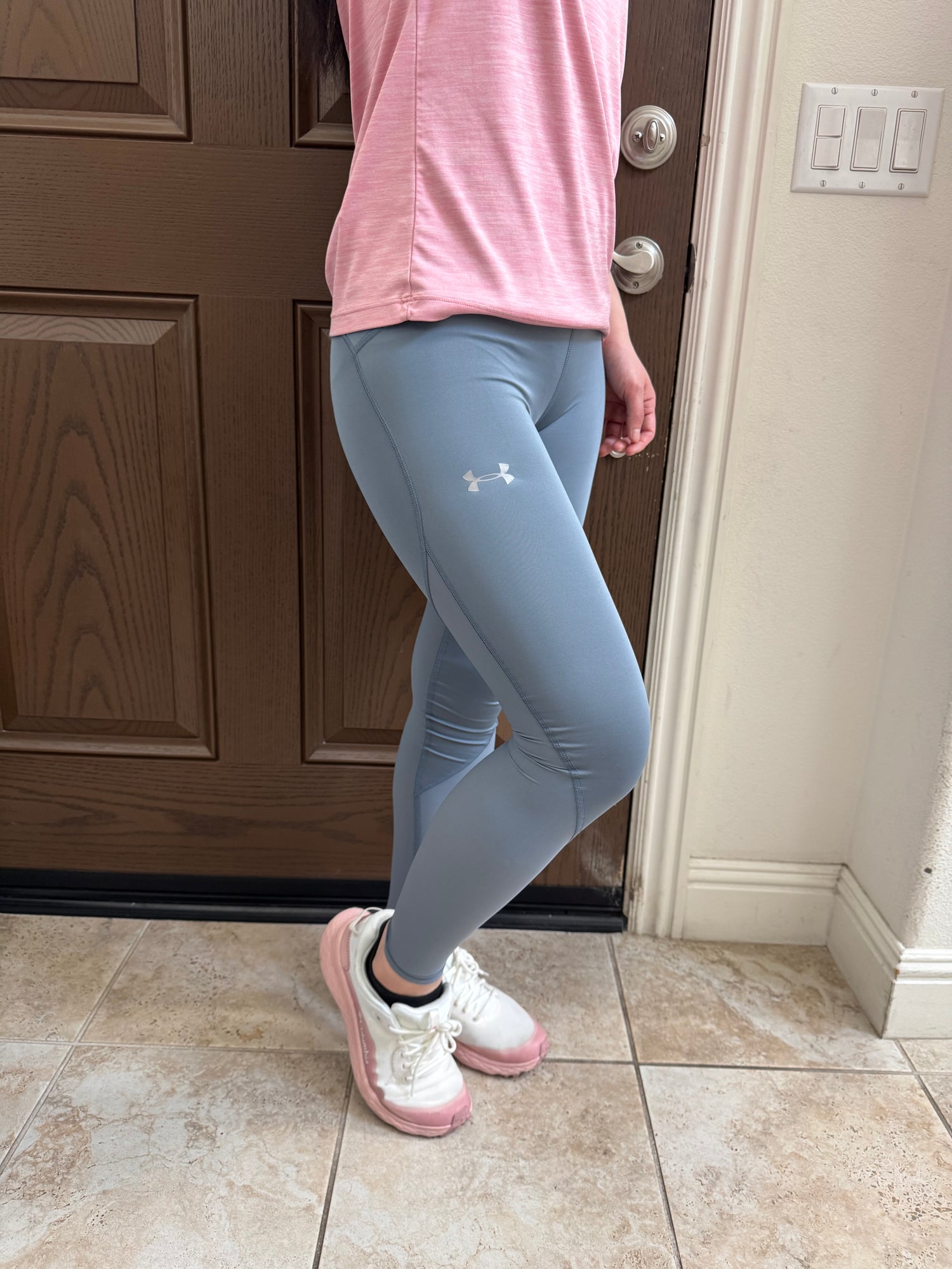 UA女生 Fly fast 腳踝Legging 莫蘭迪藍 XS