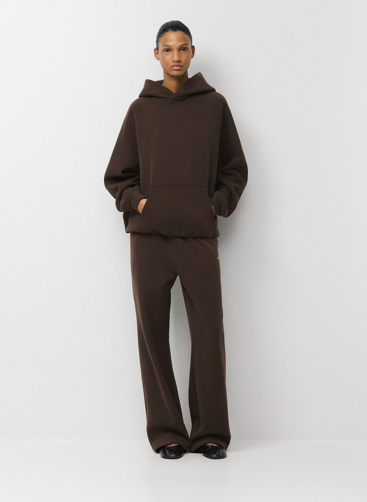 Aritzia 女生 Sweatfleece 直筒棉褲 - 巧克力