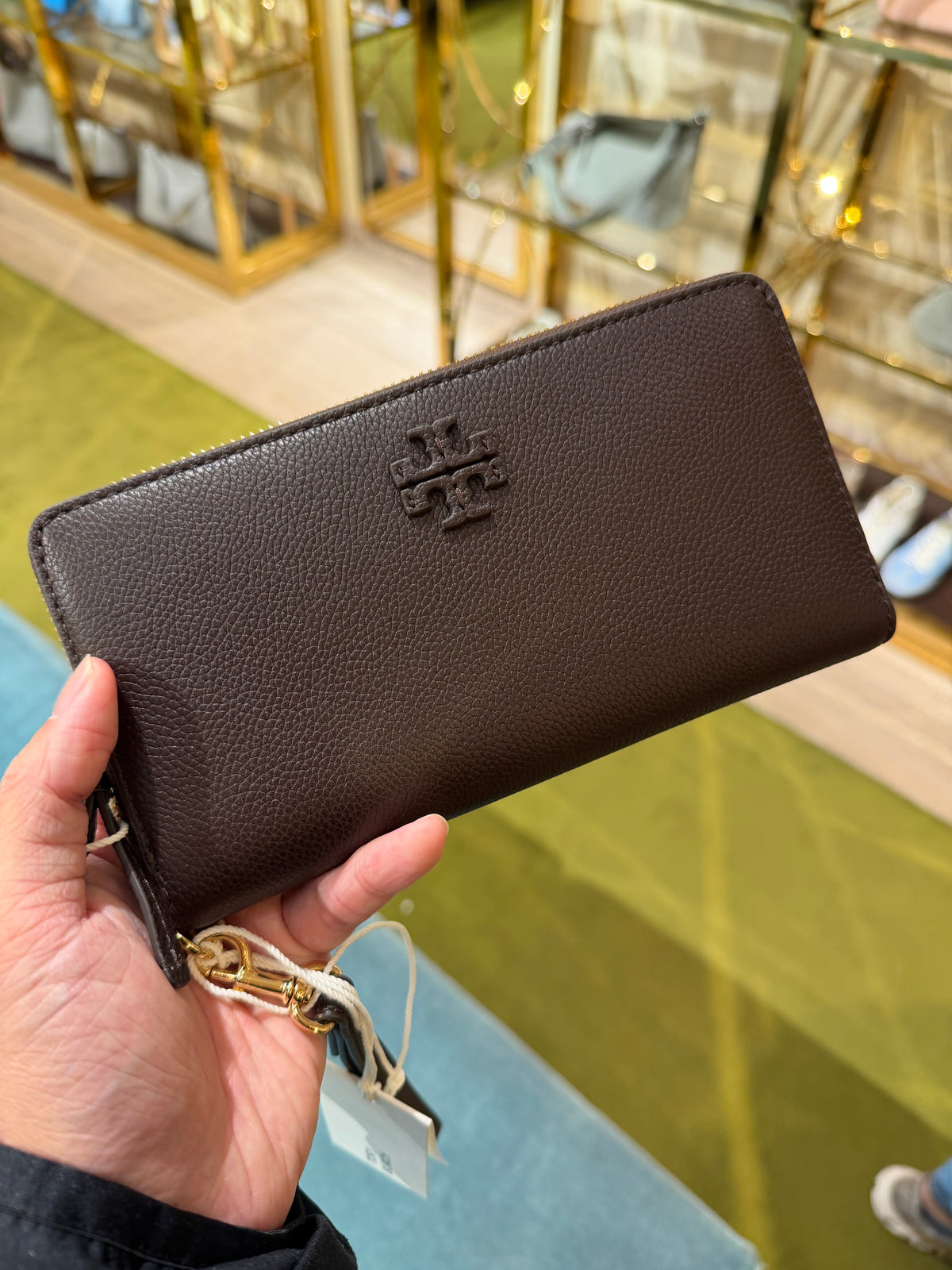 TB outlet Thea全開拉鏈長夾 - 巧克力