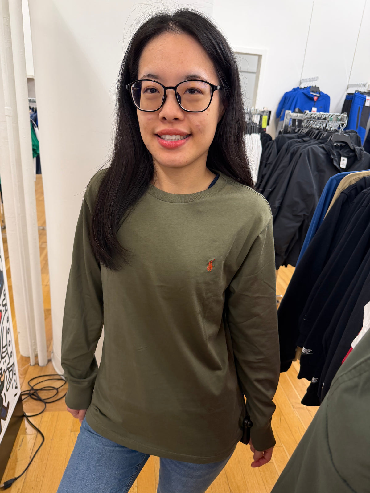 RL 青年款 小馬長T - 橄欖綠