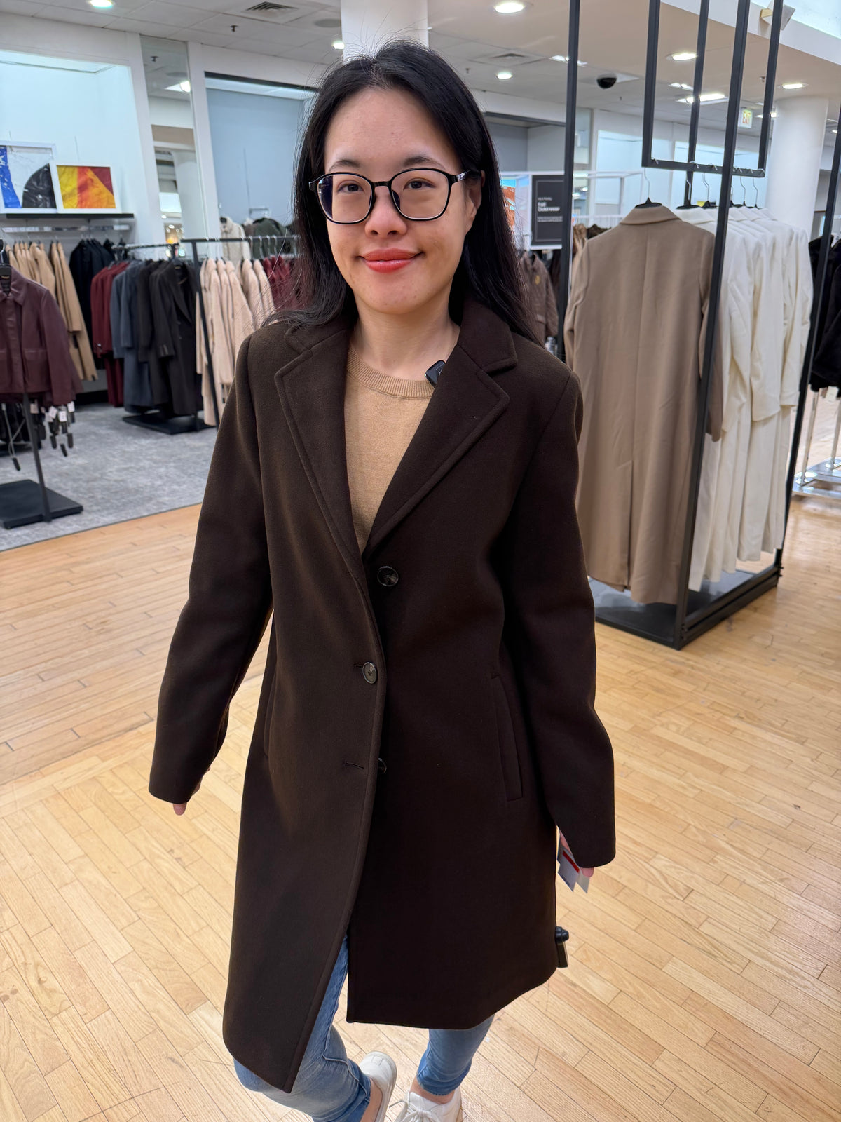 CK 女生 專櫃 排扣大衣