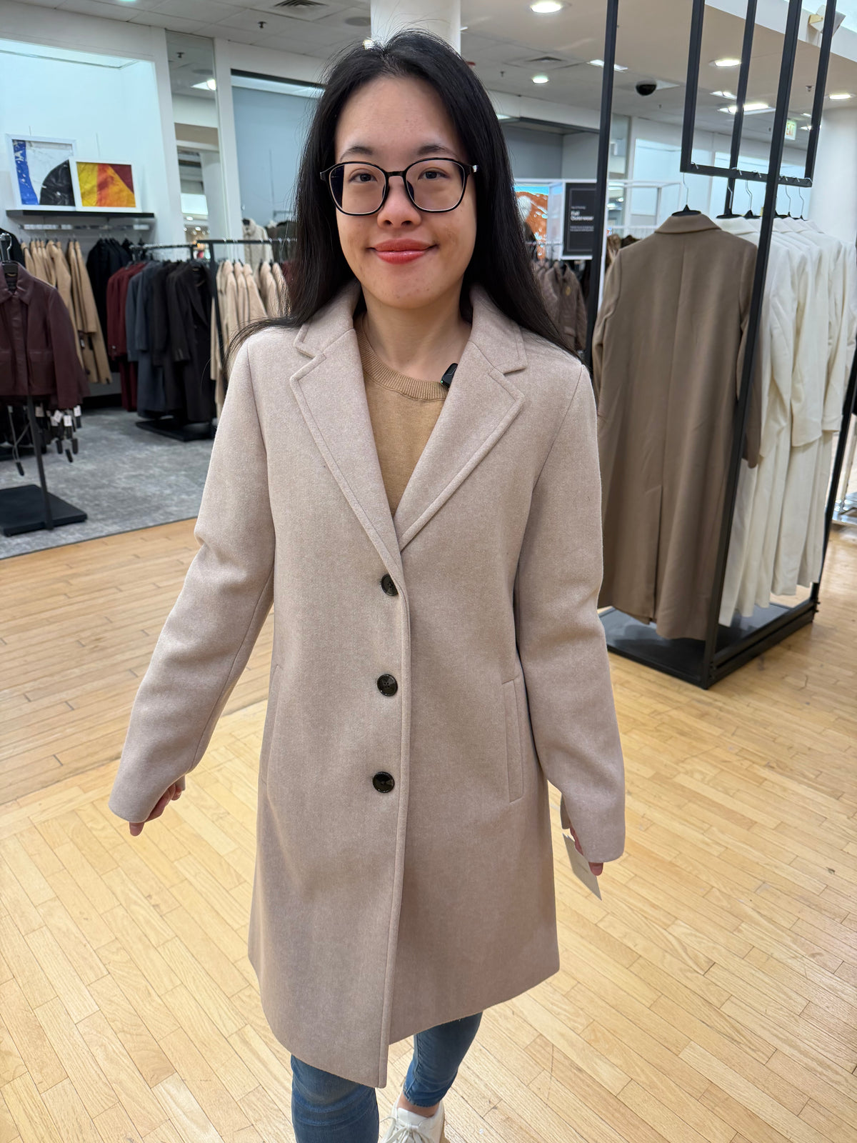 CK 女生 專櫃 排扣大衣