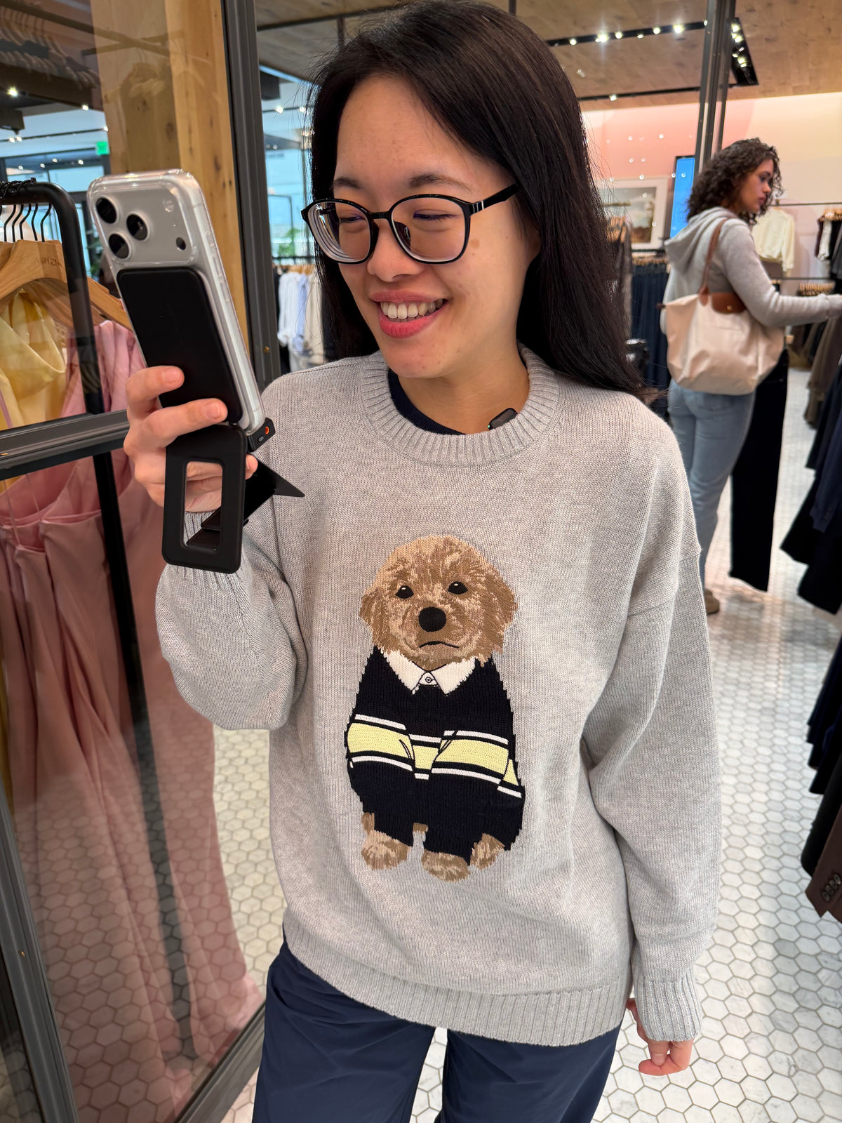 Aritzia 狗狗針織毛衣 - 灰色藍衣金毛