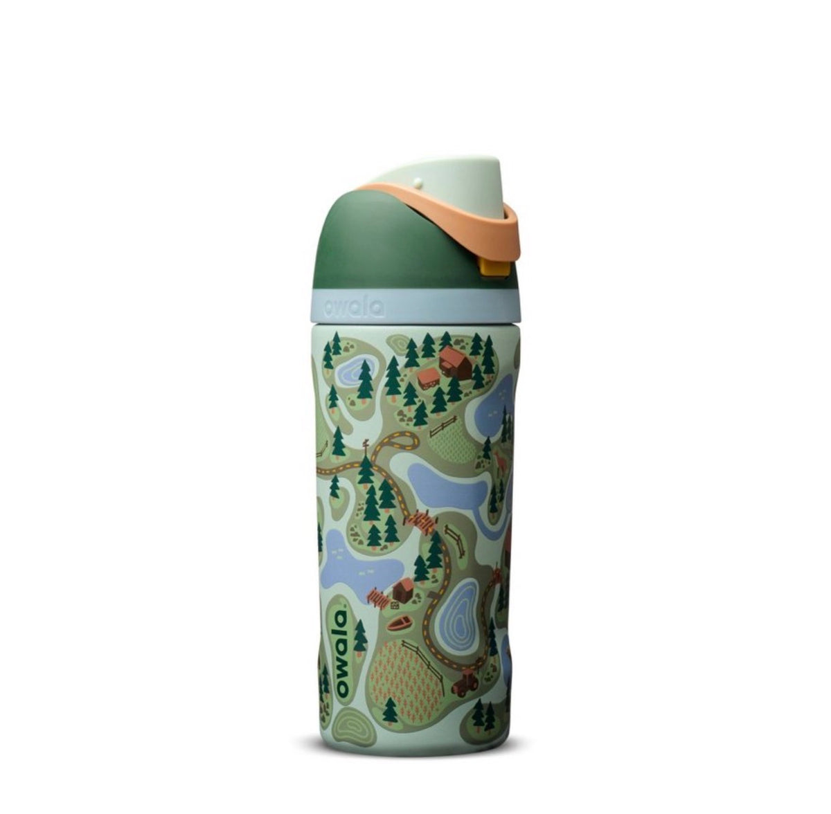 Owala 經典吸管不銹鋼水壺 - 地圖 - Trai On - 16oz