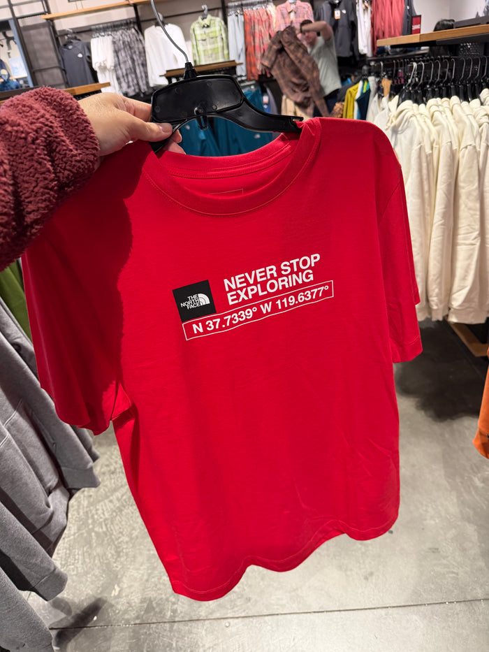 北臉專櫃 男生 GPS短T 紅色 M