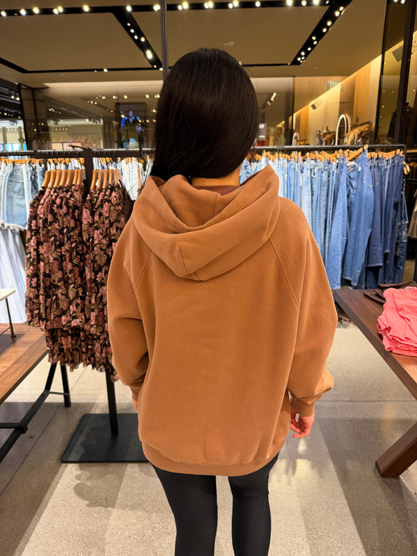 Aritzia 女生 Oversize刷毛帽T 巧克力慕斯