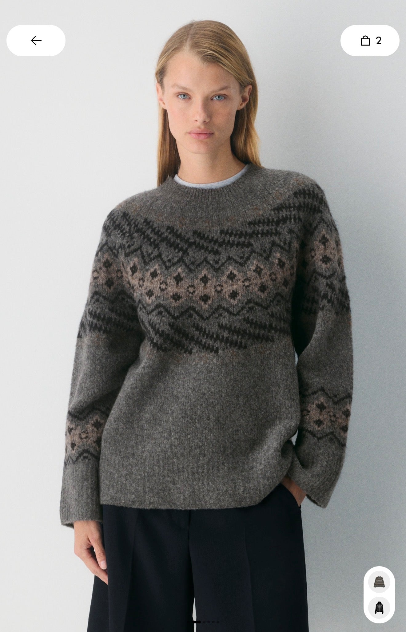 Aritzia Harlow 羊毛毛衣 黑灰圖樣