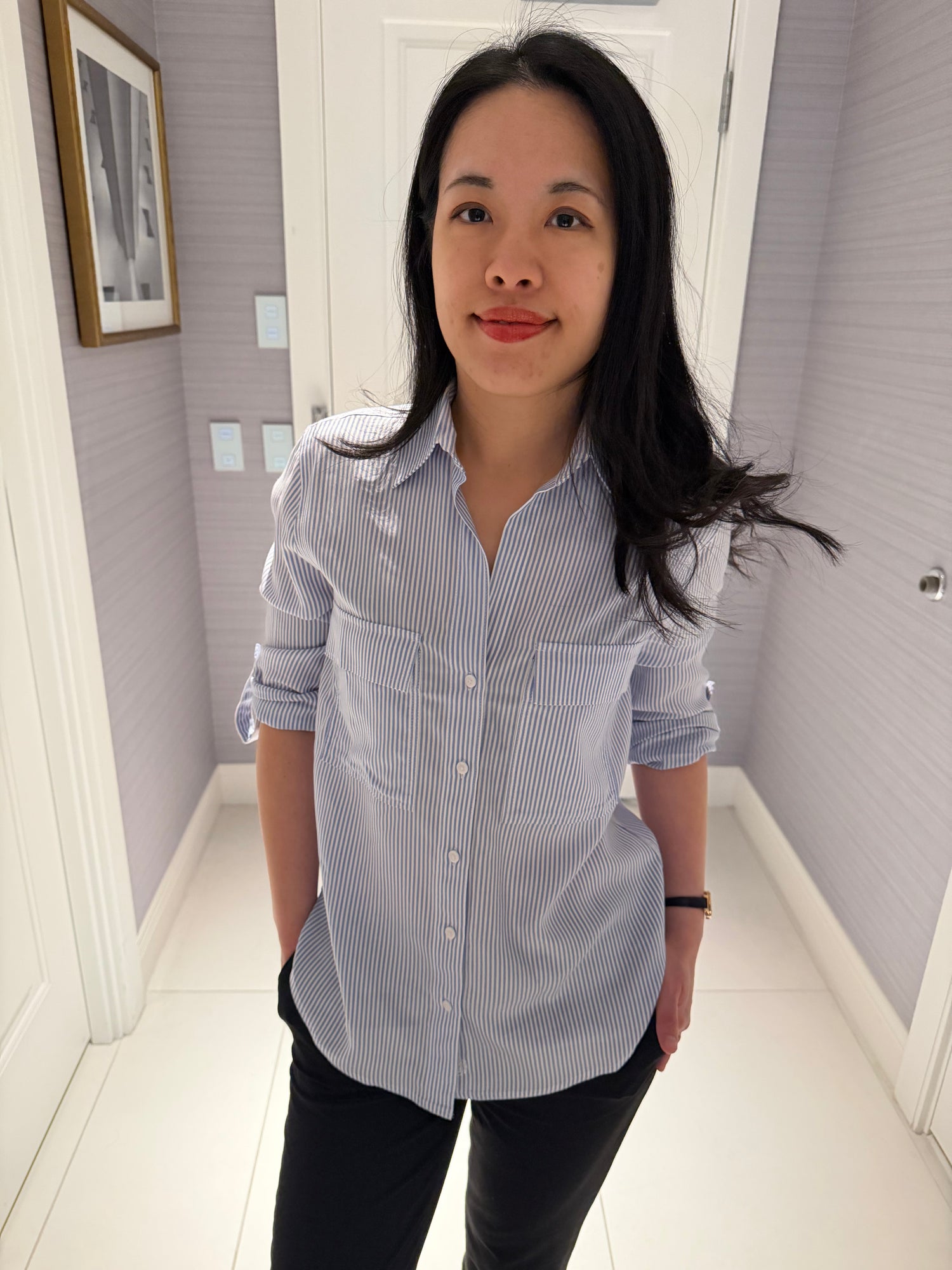 Aritzia 多用襯衫 藍條紋