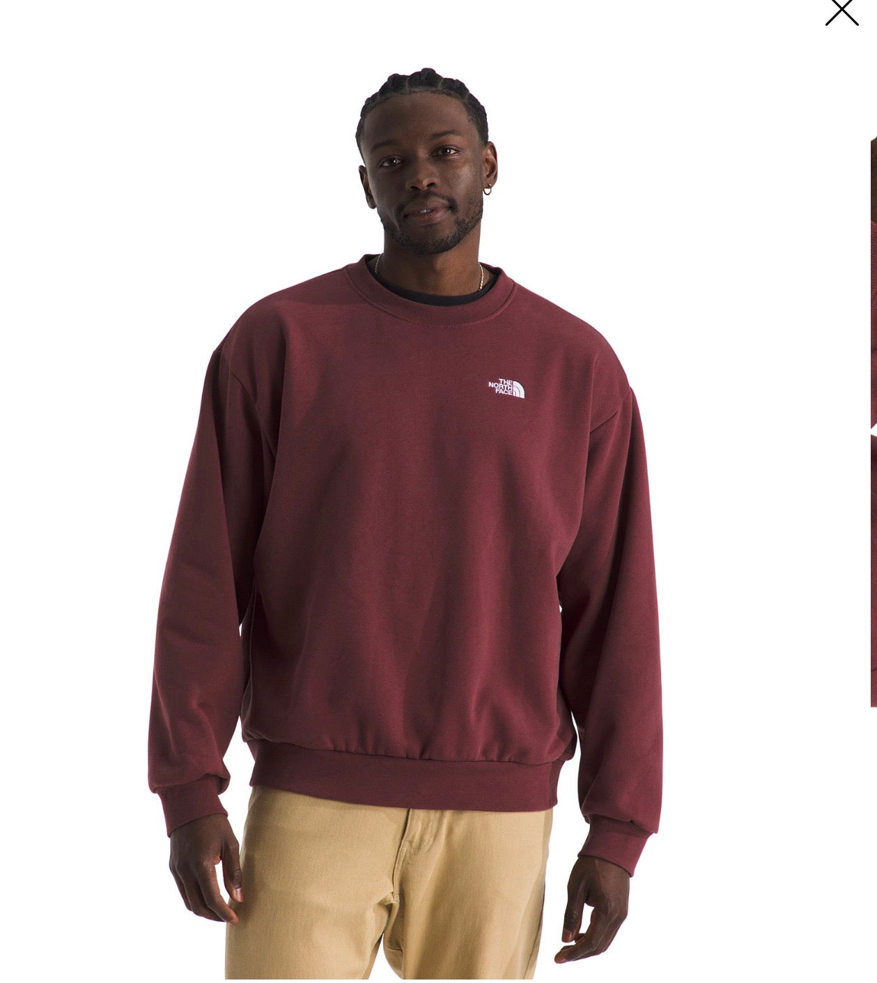 北臉 男生 Oversize刷毛大學T 酒紅