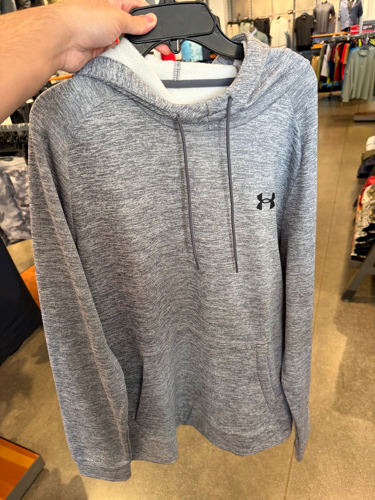 UA 男生 刷毛帽T 小logo - 灰胡椒 025