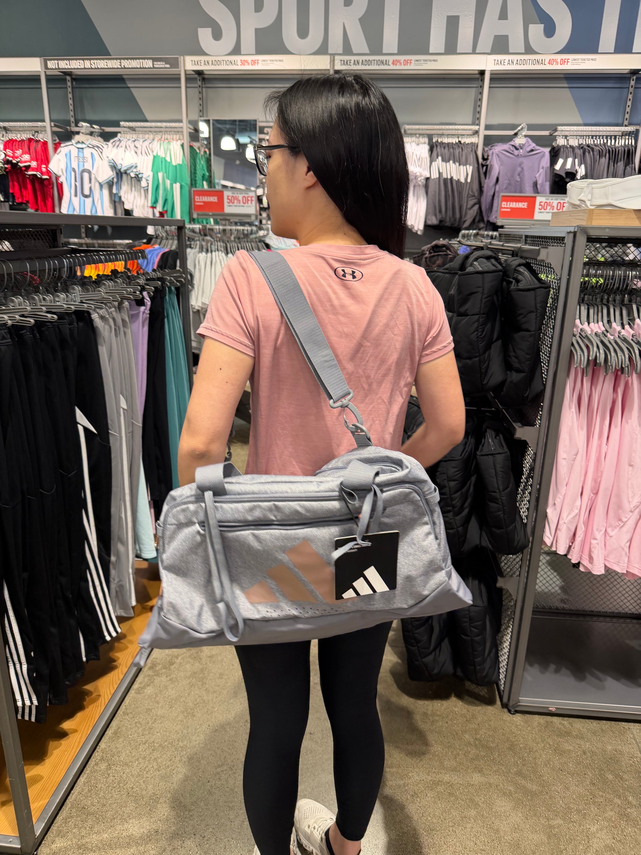 Adidas 旅行必備 旅行袋 灰色玫瑰金