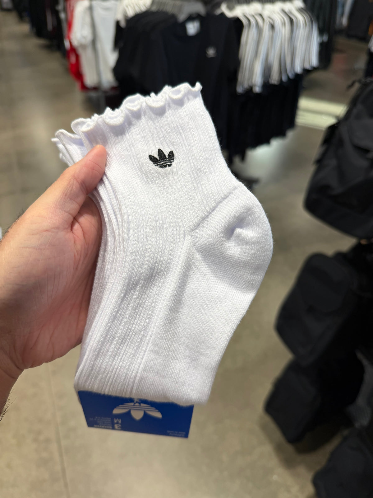 Adidas 法式滾邊短襪 白色 三入組