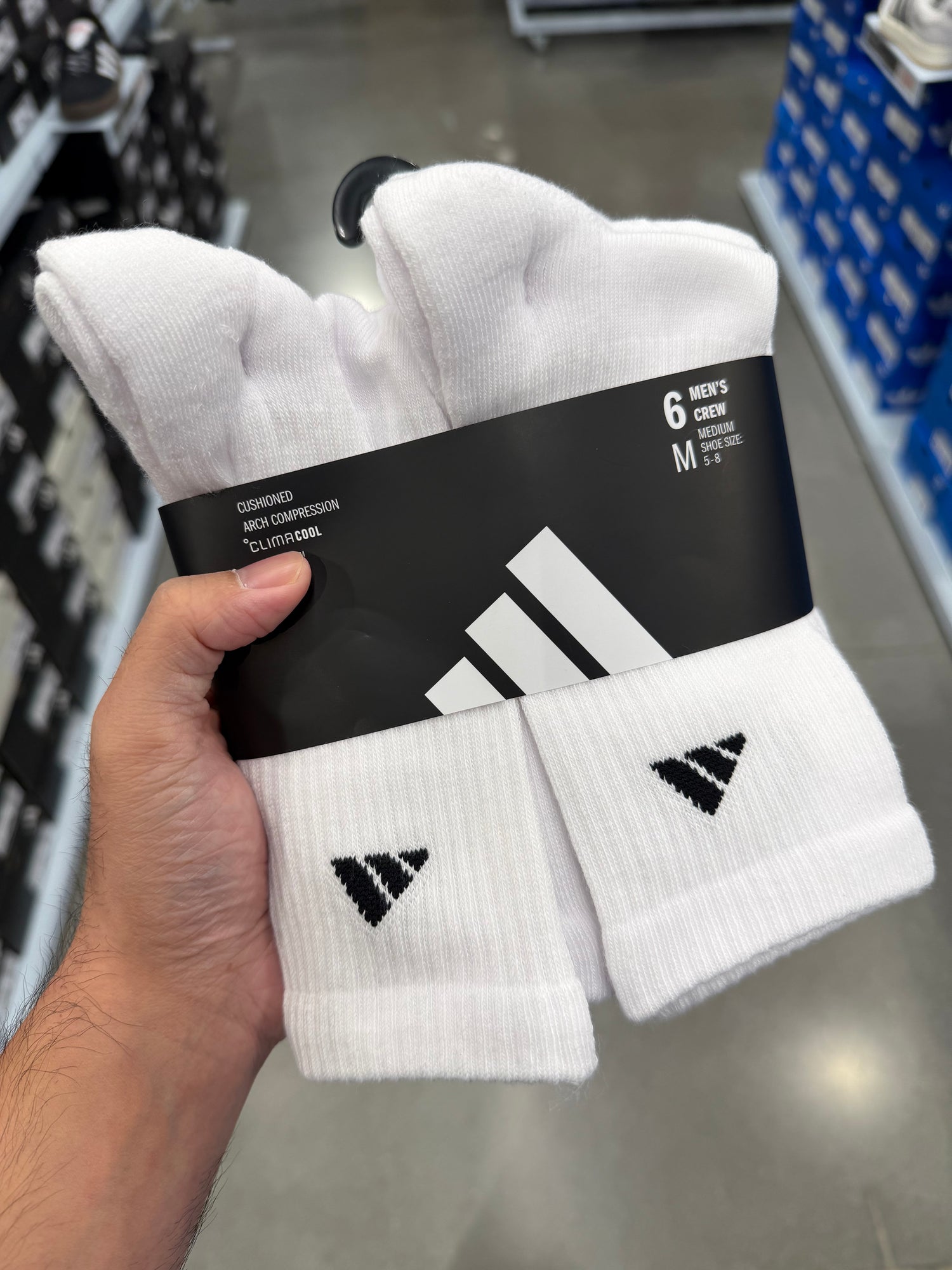 Adidas 經典襪子 中筒 六雙組 白色