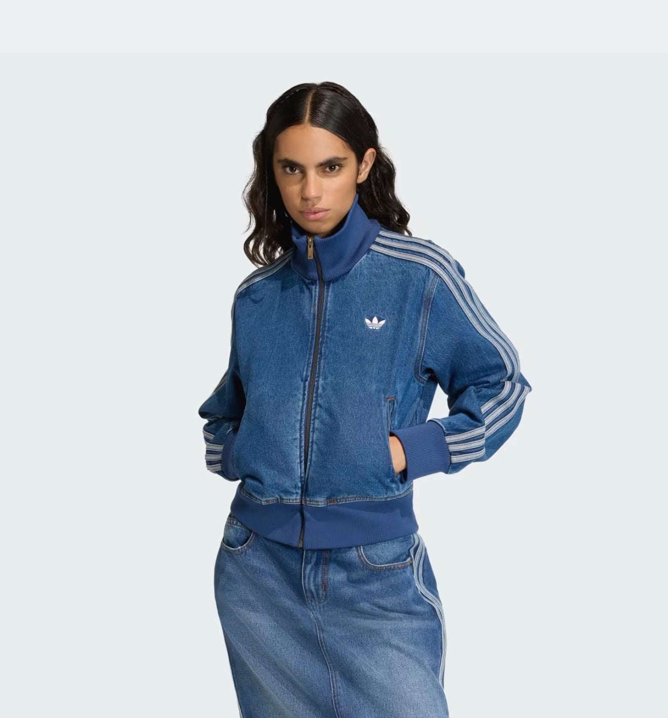 Adidas 女生 三葉草刺繡運動外套 牛仔 XS