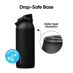 Owala 拉手吸管不銹鋼冷水壺 - 霧面黑 - Very Very Dark - 1890ml
